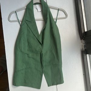 Zara green collared backless vest